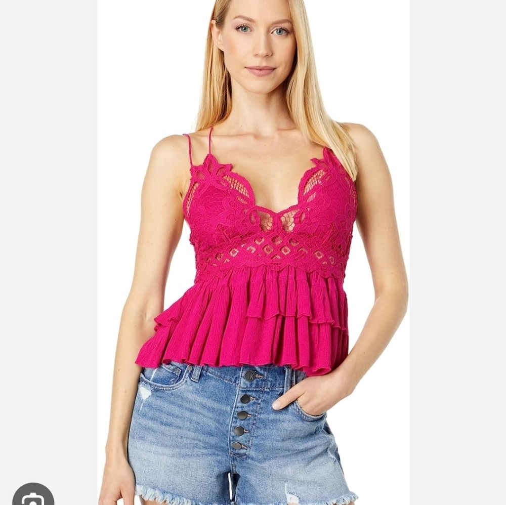 NWT Free People Adella Cami Tank in Rose Hypnotic